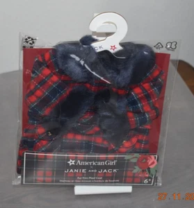 NUOVO cappotto a quadri American Girl x Janie e Jack pelliccia per bambola 18 pollici in pensione? - Foto 1 di 2