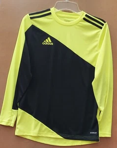 Adidas Goalie Shirt Youth 13-14Y Black & Neon Yellow  Long Sleeve Aeroready - Picture 1 of 5