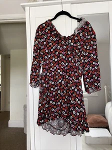 Topshop Floral playsuit Size 12. Ruffle Collar - Picture 1 of 3