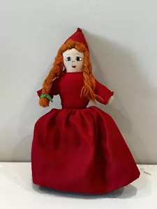 Vintage Topsy Turvy Bambola di Panno 3 in 1 Cappuccetto Rosso Nonna Lupo 8" - Foto 1 di 5