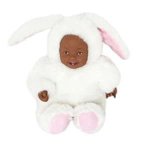 Anne Geddes African American Baby Bunny Plush Doll Rubber Face Hands Rabbit Ears - Picture 1 of 10