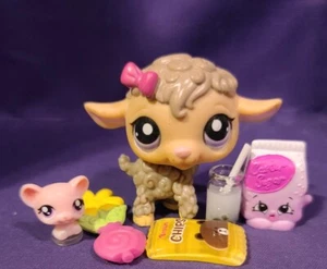Autentico Littlest Pet Shop #2101 agnello pecora grigio crema fiocco viola punti - Foto 1 di 8