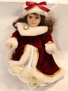 Weihnachten Santa Porzellan Mädchen Frauen Puppe Hut Dekor 9 Zoll groß - Bild 1 von 13