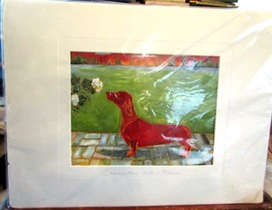 Signed DACHSHUND DOG LTD ED Print CONVERSATIONS WITH A FLOWER Maria Reyes-Jones - Picture 1 of 7
