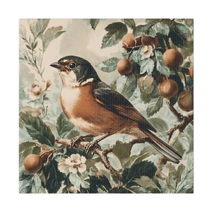 Vintage Nature Bird Tree Flowers Canvas Wall Art Print - Picture 1 of 20