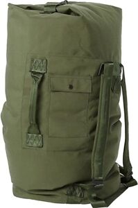 Military Duffle Bag, OD Green Nylon Sea Bag Carry Straps Army Duffel USGI