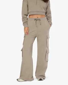 We Wore What Cargo Wide Leg Sweat Pants 100% Cotton Fleece Pockets NWT Large - Picture 1 of 4