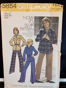 Simplicity 5854 Sewing Pattern Shirt/Jacket/Pants - Size 12 Cut Complete - Picture 1 of 2