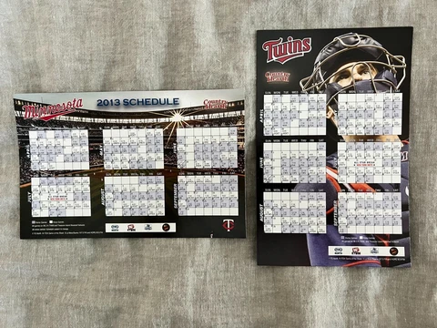 2013 Minnesota Twins Game Schedule Refrigerator Magnet Lot 2 Rare Mauer Version Cover