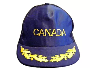Vintage CANADA Mesh Snapback Cap blau Truckermütze flaches Schirmmütze mit goldenem Rührei - Bild 1 von 5