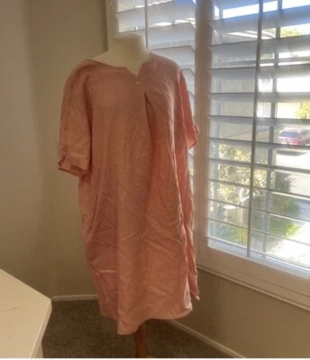 Knee length Relaxed Minimalist Lagenlook Briefable Simon Coral color dress 2XL - Image 1 of 4