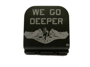 Submariner Badge With We Go Deeper Laser Etched Aluminum Hat Clip Brim-it - Picture 1 of 9