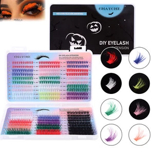 D Curl Natural Lash Clusters Kit Colored 8-14MM DIY Lash Extension Kit Cosplay - Picture 1 of 14