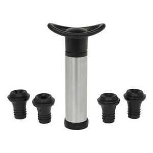 STIKK Home Vacuum Wine Saver Pump and 4 Wine Bottle Plugs Corks