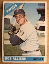 1966 Topps Bob Allison Baseball Card #345 Twins Outfield Low-Grade Creased