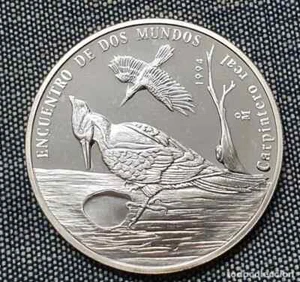 Encuentro Dos Mundos. PLATA 1994 2ª SERIE IBEROAMERICANA "CARPINTERO REAL". - Bild 1 von 2