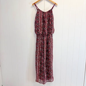 Silk Blend Strappy Jumpsuit Women S/M Animal Snakeskin Print Mob Wife Old Money - Picture 1 of 9