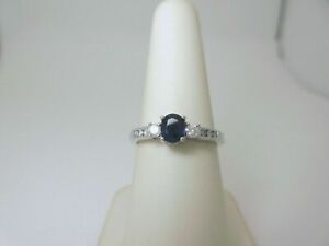 14k White Gold 0.74 ctw Natural Blue Sapphire and Diamonds Ring I038