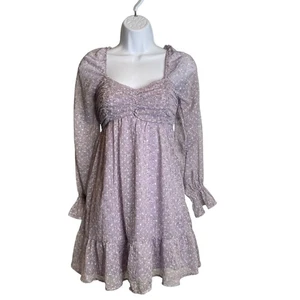Mini Vestido Hollister Y2K Para Mujer Lavanda Floral Babydoll Cottagecore Talla XS - Imagen 1 de 11
