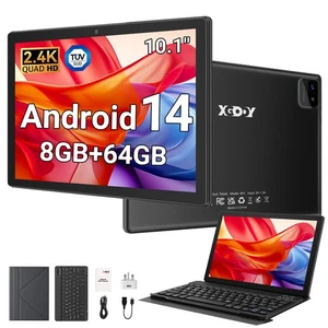 Tablet 10.1" Android 14 Tablet 8+64GB Quad Core 1280×800 HD IPS WIFI BT 6000mAh - Picture 1 of 16