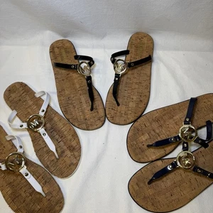 Sandalias Michael Kors Negro Azul Marino Jalea Corcho Tanga MK Logo Chanclas Lote de 3 - Imagen 1 de 15