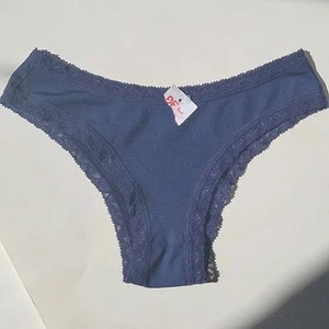 Made In Brazil Panties Cheeky Bikini Underwear Lowrise Comfy Lace Blue Medium - Picture 1 of 13