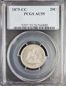 1875-CC 20c Twenty Cent Piece PCGS AU55 Lustrous and Original! - Picture 1 of 2