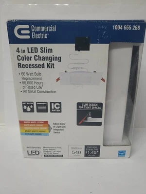 Luz embutida comercial elétrica 4" LED sem lata quadrada branca ultra fina CCT - Imagem 1 de 4