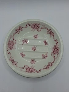 Laura Ashley England Pink Ribbons Roses Ceramic Soap Dish Vtg Cottage Core - Picture 1 of 9