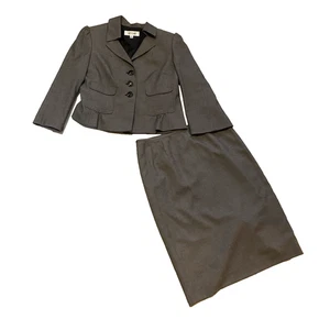 Suit Studio 2tlg Anzug Damen 8 Sakko & Rock Set Grau Business 80er Klassischer Anzug - Bild 1 von 22