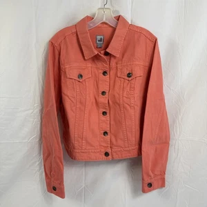 Chaqueta de mezclilla JCPenney para mujer XL coral estilo jean elástico con botones 100 % algodón - Imagen 1 de 10