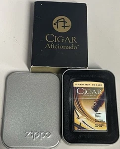ZIPPO 1994 CIGAR AFICIONADO MAGAZINE ACCENDINO NERO OPACO SIGILLATO IN SCATOLA K555 - Foto 1 di 8