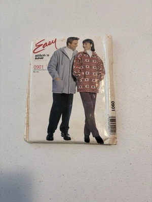 Easy Stitch 'n Save 0901 Size S,M Sewing Pattern Unisex Jacket and Pants - Image 1 of 2