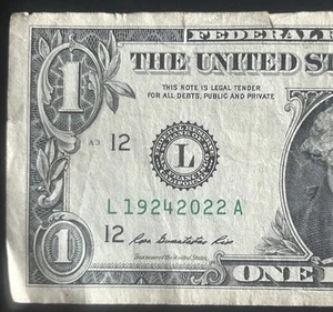 $1 Fancy Serial Number Memorial Tombstone Year Note L19242022A (1924-2022) - Picture 1 of 3