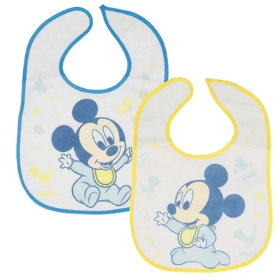 Mickey Mouse, 2er Pack Baby-Lätzchen mit Klettverschluss mit Mickey Motiv, Blau - Bild 1 von 4
