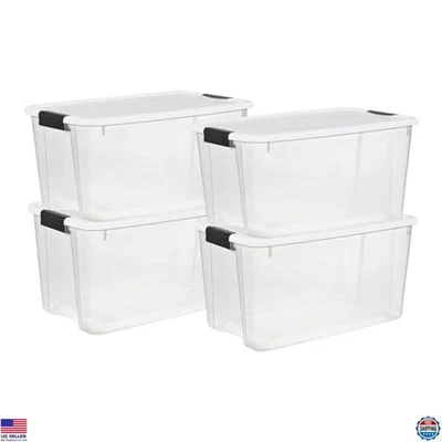 4-Pack Clear Plastic Storage Bins with Lids, 70 Quart Heavy-Duty Organizers - Изображение 1 из 4