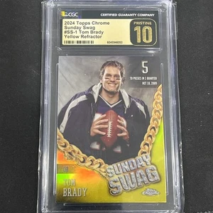 2024 Topps Chrome Football Tom Brady Sunday Swag SS-1 Yellow CGC Pristine 10 - Picture 1 of 2