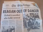 RONALD REAGAN OUT OF DANGER AFTER BEING SHOT STAR-LEDGER NEWSPAPER 3/31 1981