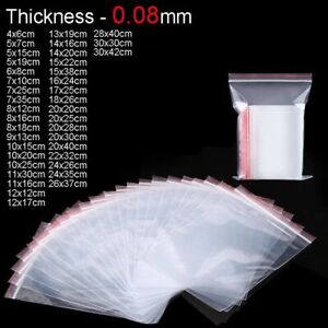 Clear Ziplock Plastic Bag Transparent Jewelry Pouch Home Storage Material 100Pcs
