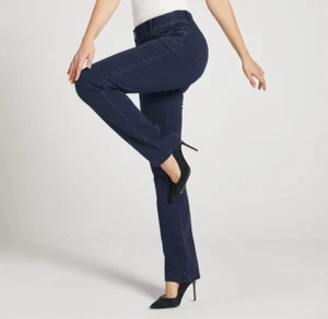 Betabrand 4 Pocket Yoga Denim Jeans Womens XL Indigo Straight Stretch Pull On - Picture 1 of 8
