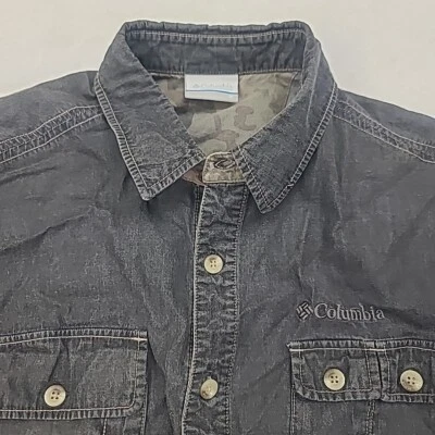 Columbia Shirt Mens Medium Omni Shade Camo Trim Long Sleeve Western Outdoor  - Image 1 of 4