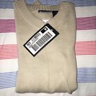 New ATP PRO Lotto Italy Beige Tan Taupe Tennis V-neck Ls tennis Men’s sweater-M