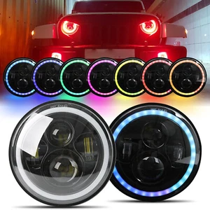 7'' RGB LED Headlights Combo For Jeep Wrangler LJ Unlimited TJ CJ-8 Scrambler - Picture 1 of 24