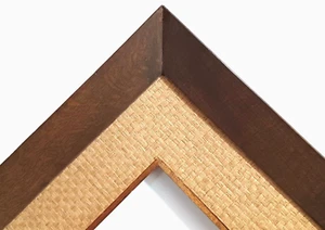 MCM JAPANESE ANGLED SCOOP PICTURE FRAME RATTAN LINER 4 1/2" WIDE APPROX. 14 X 21 - Picture 1 of 11