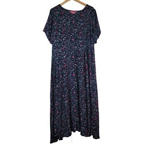 Woman Within Womens Size L 18W/20W Floral Short Sleeve Maxi Dress Casual Cottage