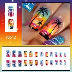 Press on with Sunset Beach Designs Acrylic False For Everyday - Picture 1 of 8