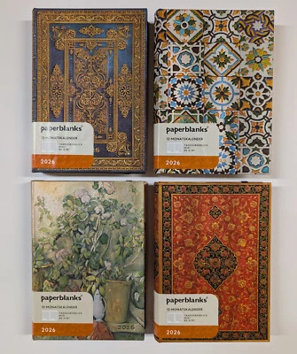 Paperblanks 2026 Kalender 12 Monate MIDI Tagesformat Designs zur Auswahl