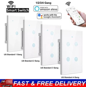1/2/3/4 Gang WiFi Smart Wall Touch Light Switch Glass Panel For Alexa/Google APP - Picture 1 of 16