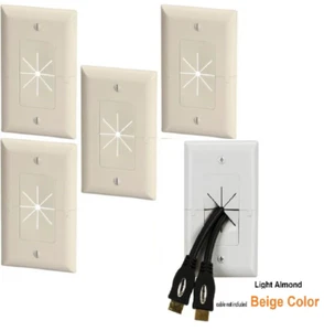 Split Wall Plate With Flexible Opening Almond-Beige Color Qty 5 NEW original Pak - Afbeelding 1 van 18