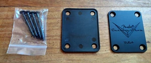 neck plate Fender CUSTOM SHOP USA NOIR / BLACK / without number / sans numero - Picture 1 of 3